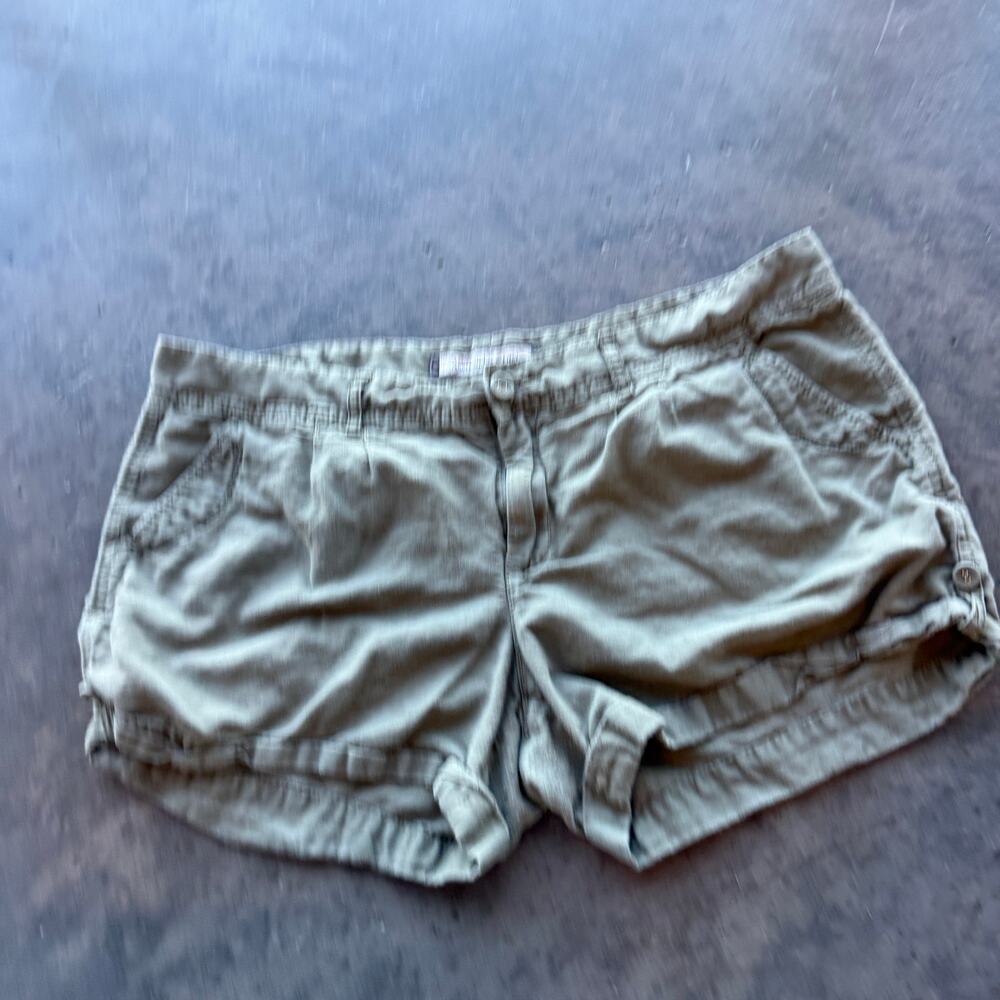 Vintage Y2k Abercrombie & Fitch Linen Blend Green Mini Casual Shorts Women's L